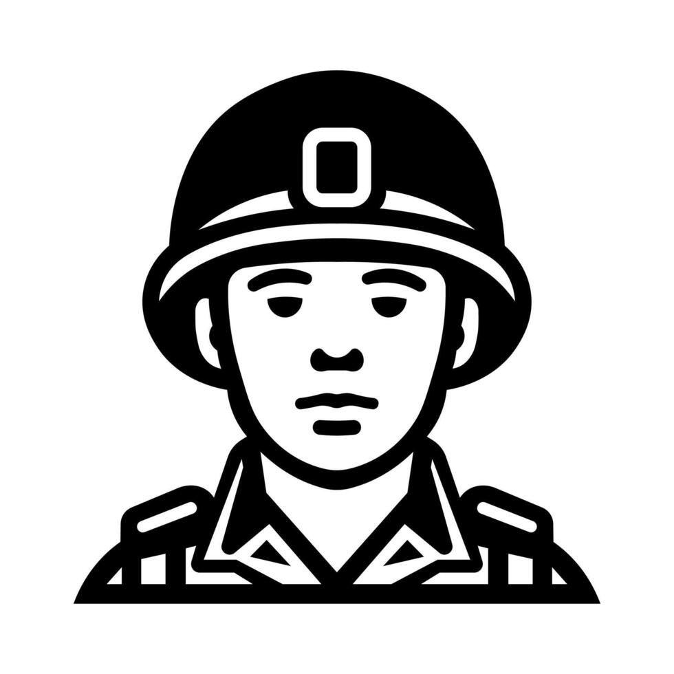 black vector soldier icon isolated on white background