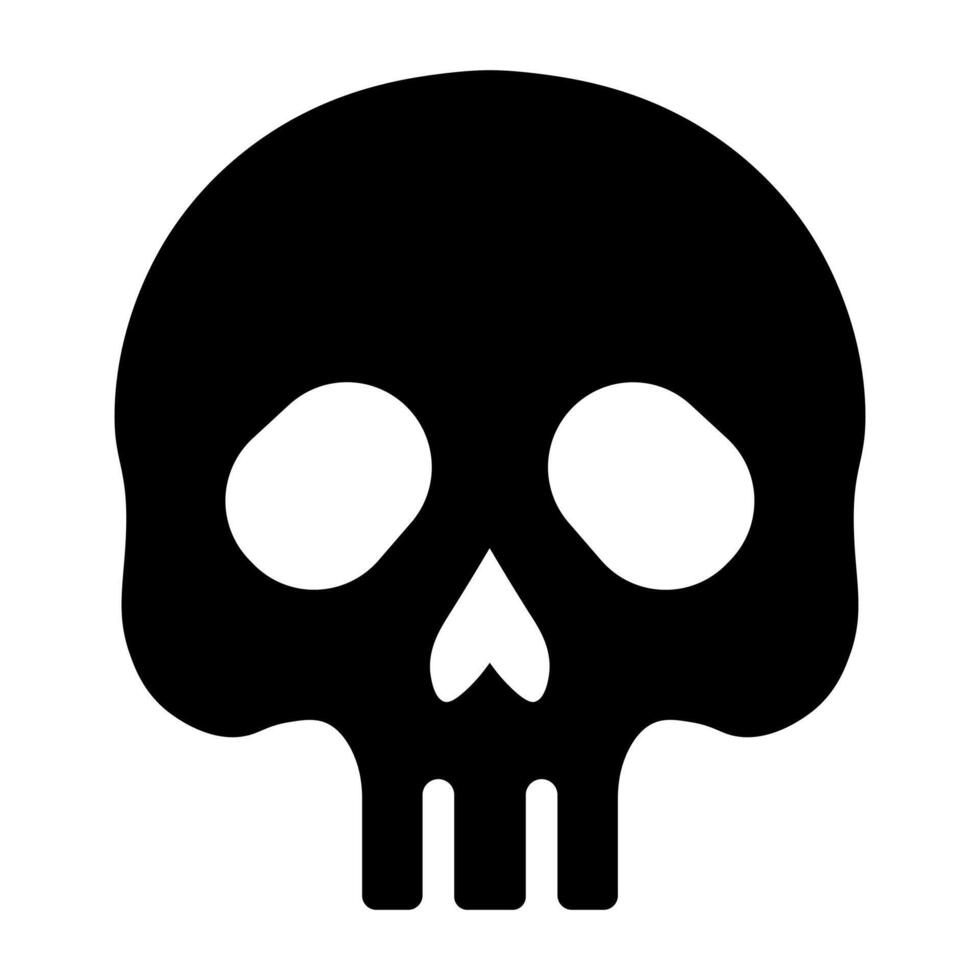 black vector skull icon isolated on white background