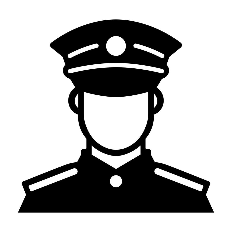 black vector policeman icon isolated on white background
