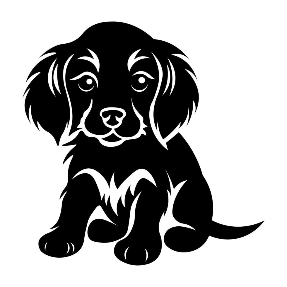 black vector puppy icon isolated on white background