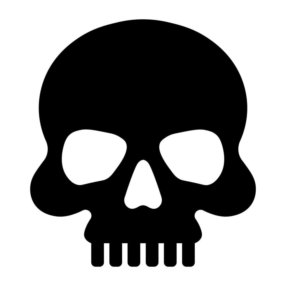 black vector skull icon isolated on white background
