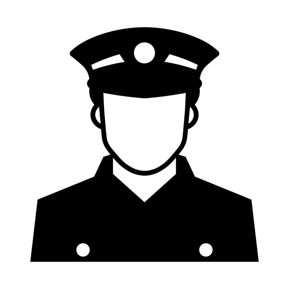 black vector policeman icon isolated on white background