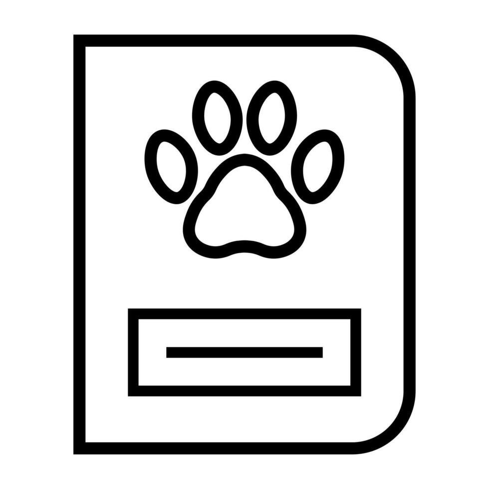 black vector pet passport icon isolated on white background