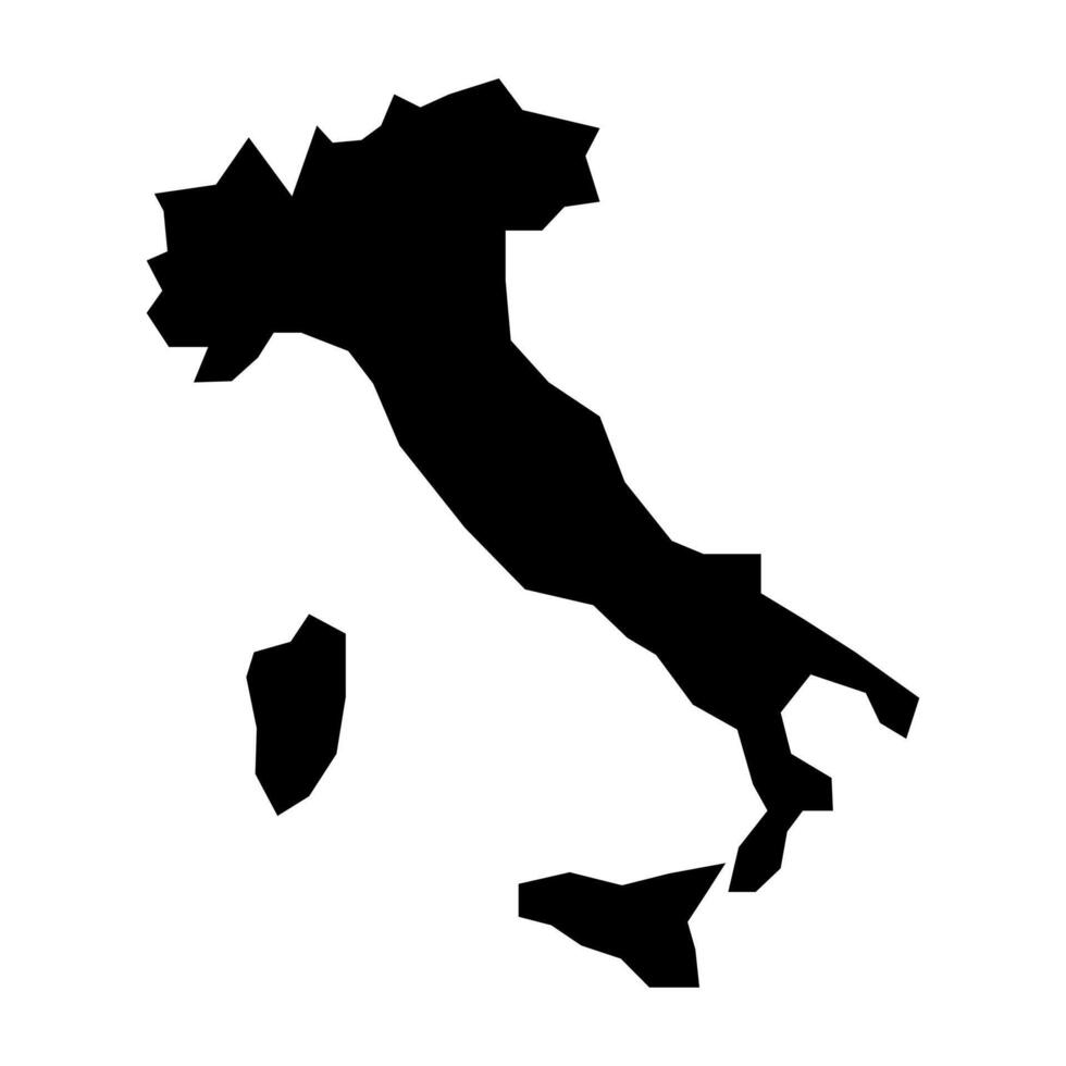 black vector italy map isolated on white background