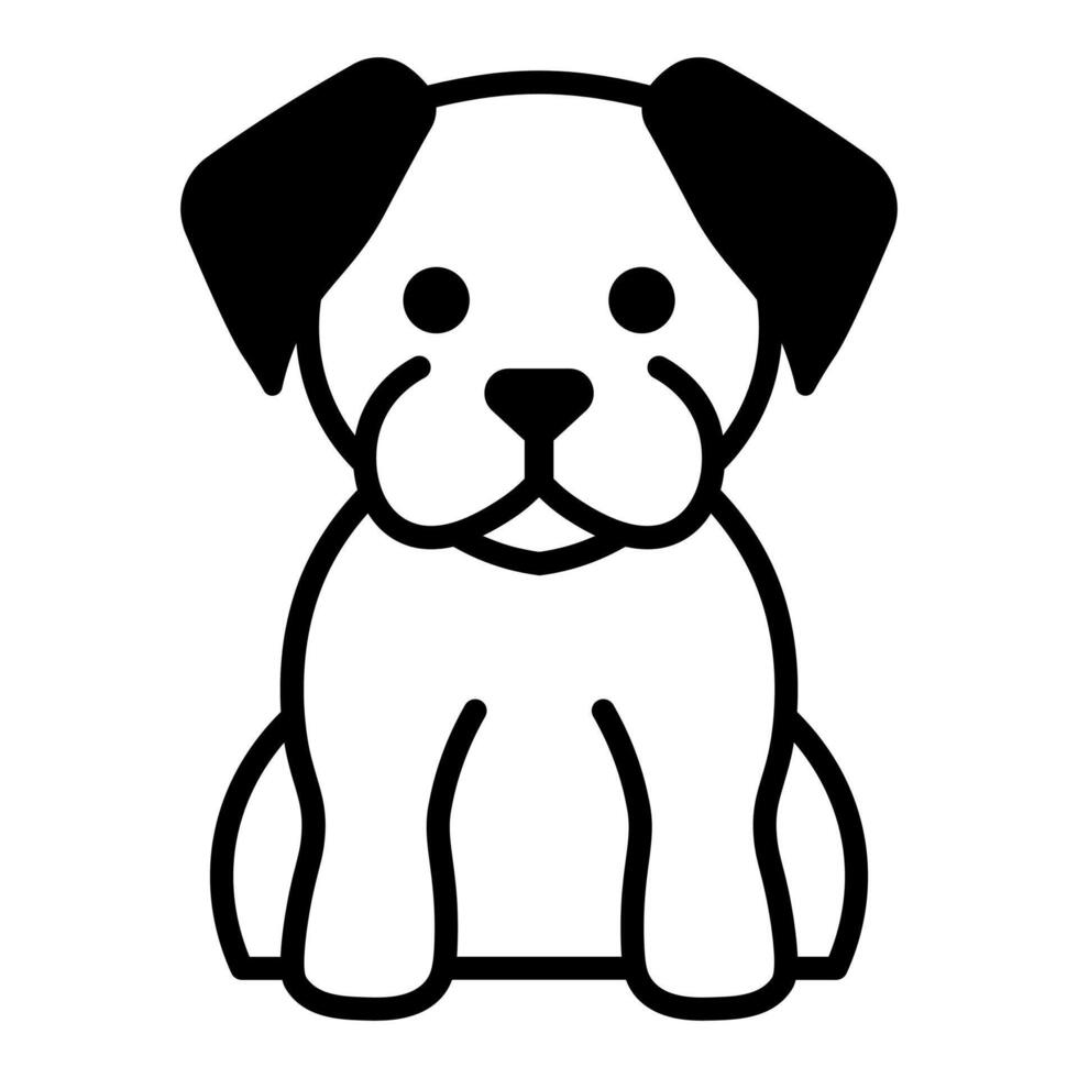 black vector puppy icon isolated on white background