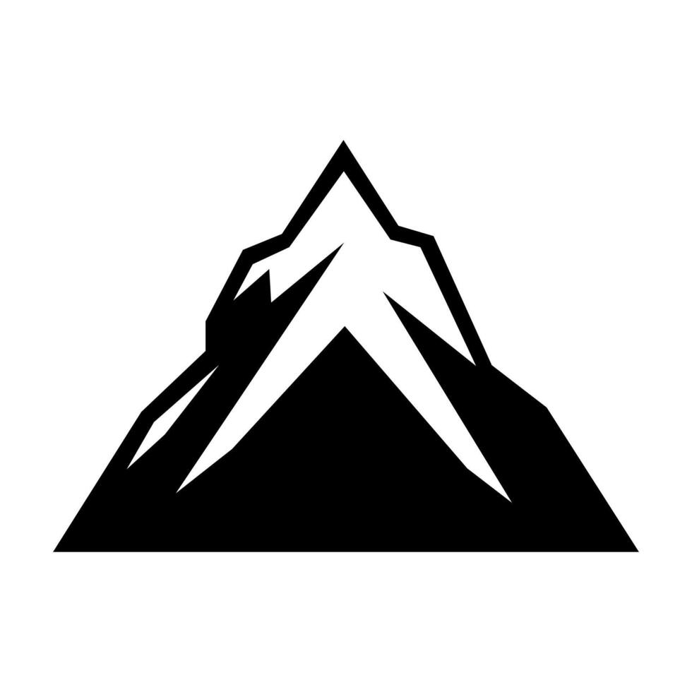 black vector mountain icon isolated on white background