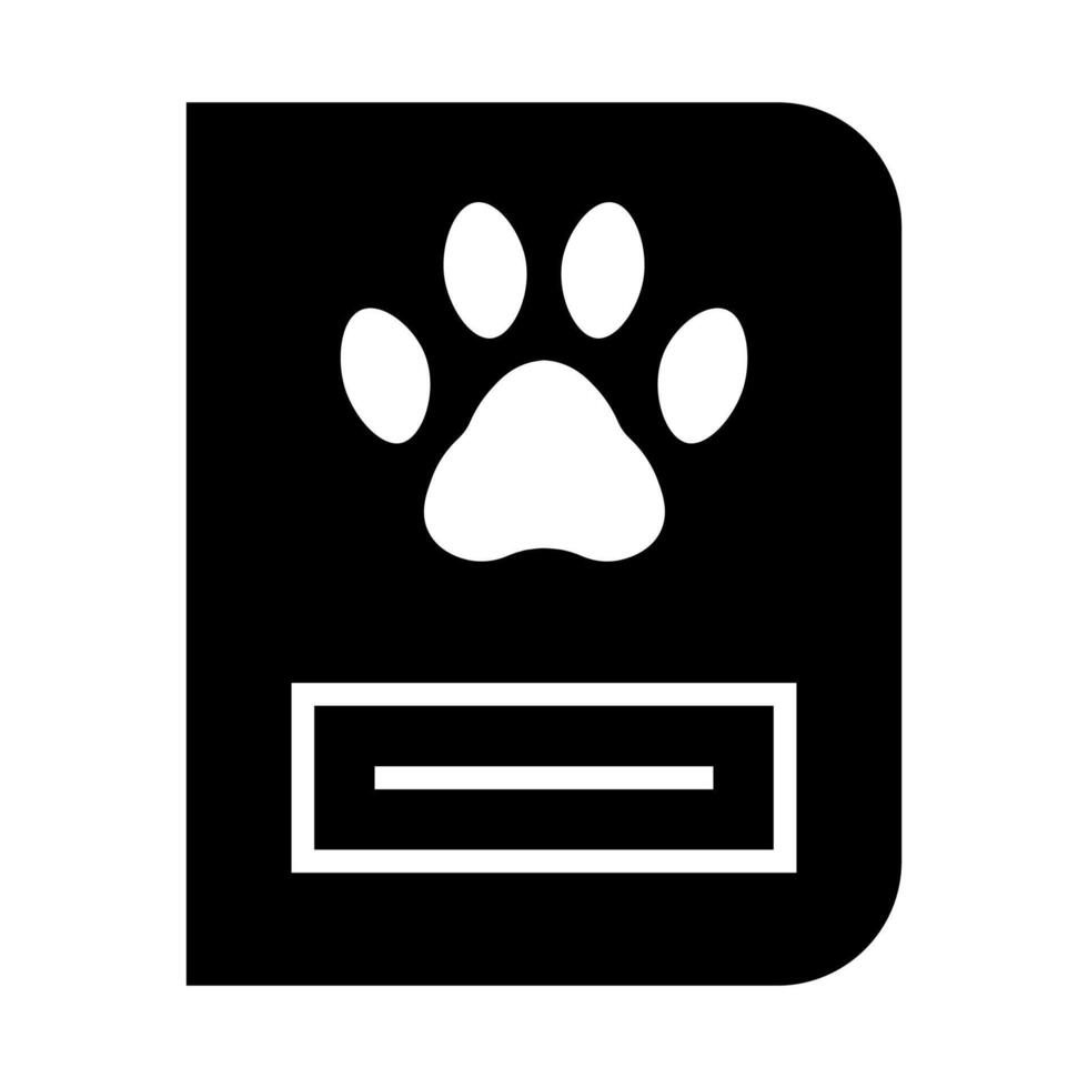 black vector pet passport icon isolated on white background