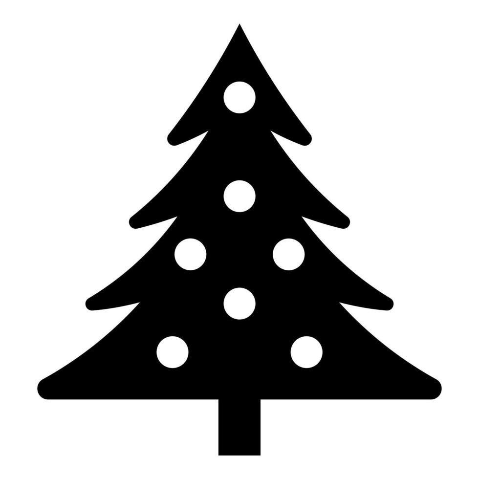 black vector christmas tree icon isolated on white background