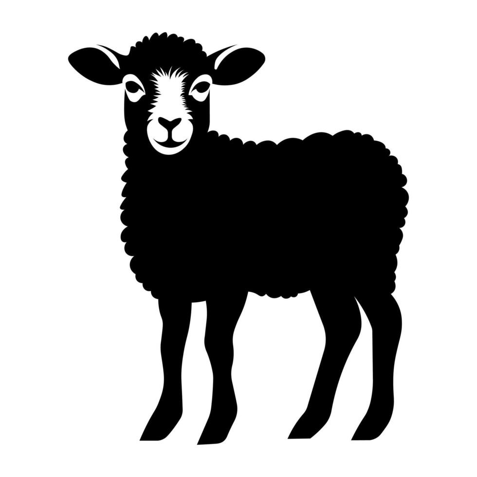 black vector lamb icon isolated on white background