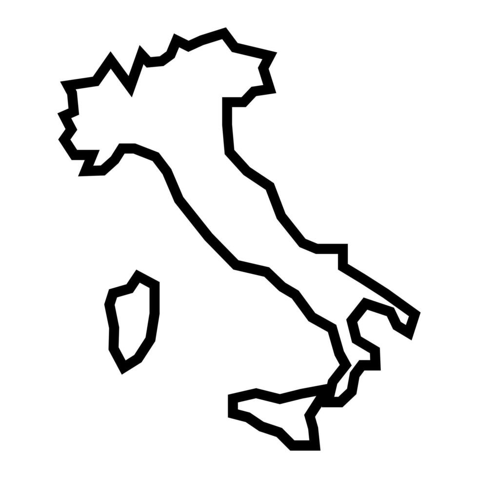 black vector italy outline map isolated on white background