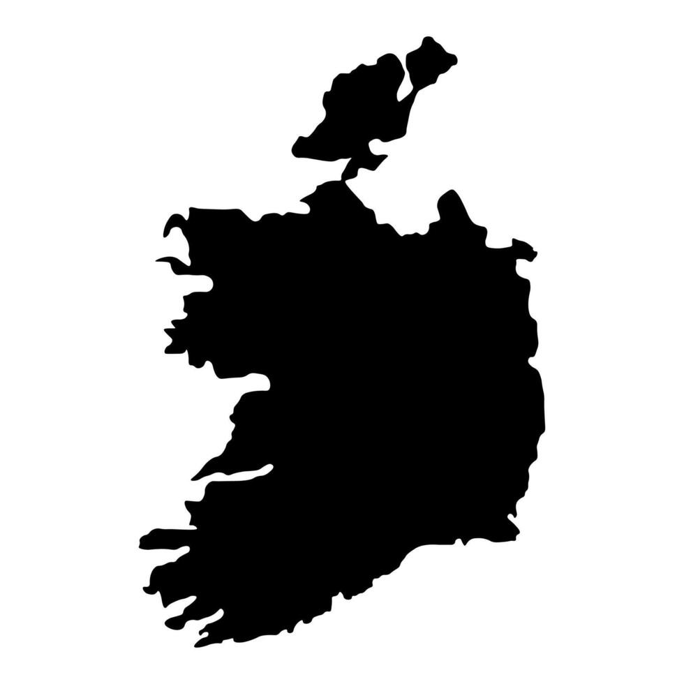 black vector ireland map isolated on white background