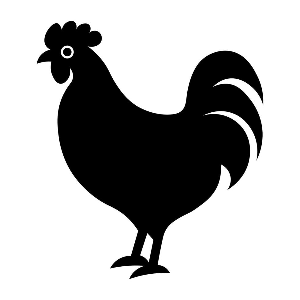 negro vector pollo icono aislado en blanco antecedentes