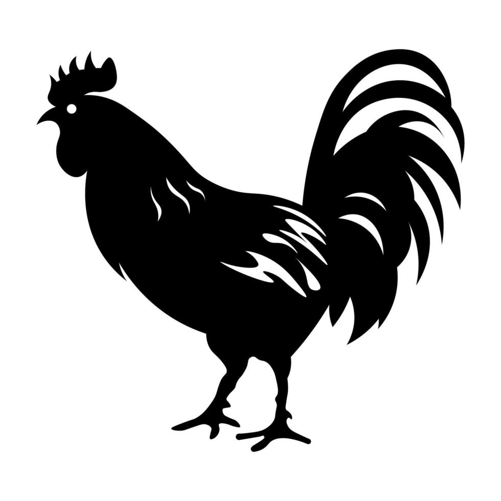 black vector chicken icon isolated on white background