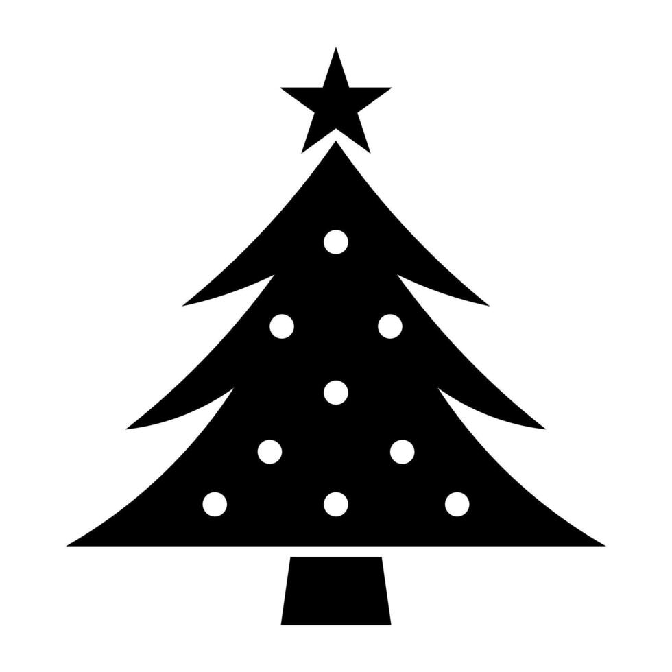black vector christmas tree icon isolated on white background