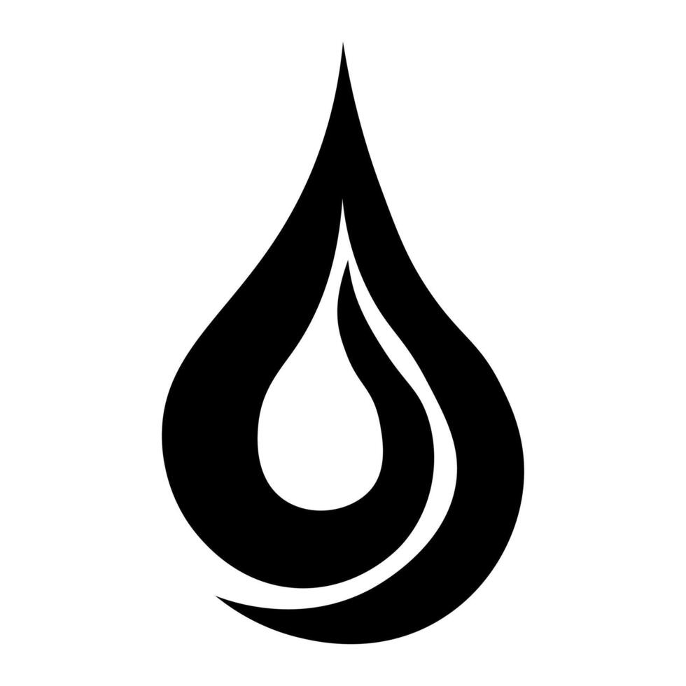 black vector abstract drop icon isolated on white background