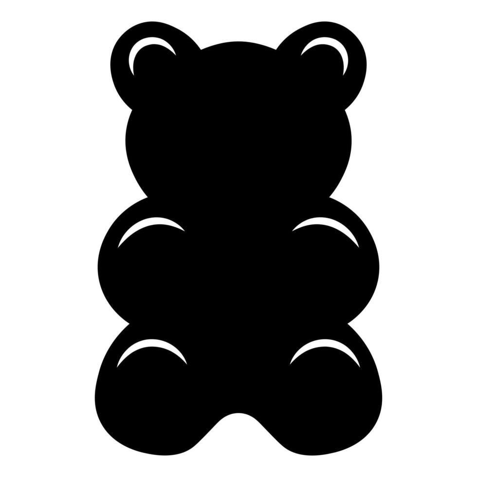 black vector gummy bear icon isolated on white background