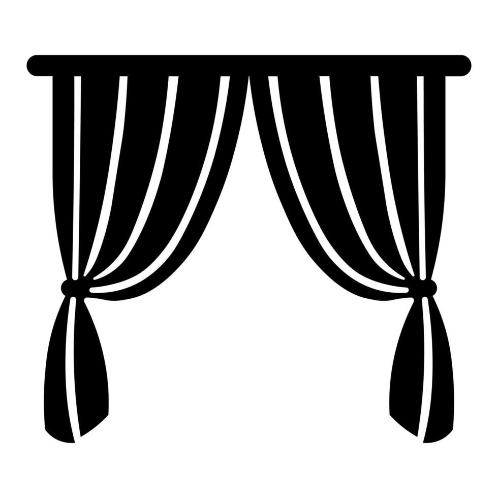 black vector curtain icon isolated on white background