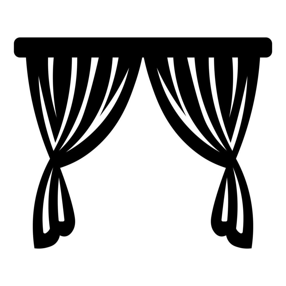 black vector curtain icon isolated on white background