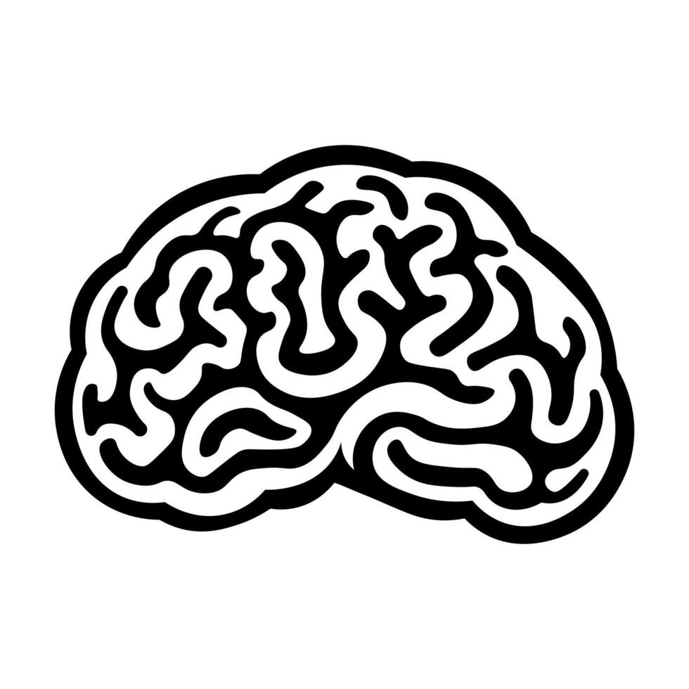 black vector brain icon isolated on white background