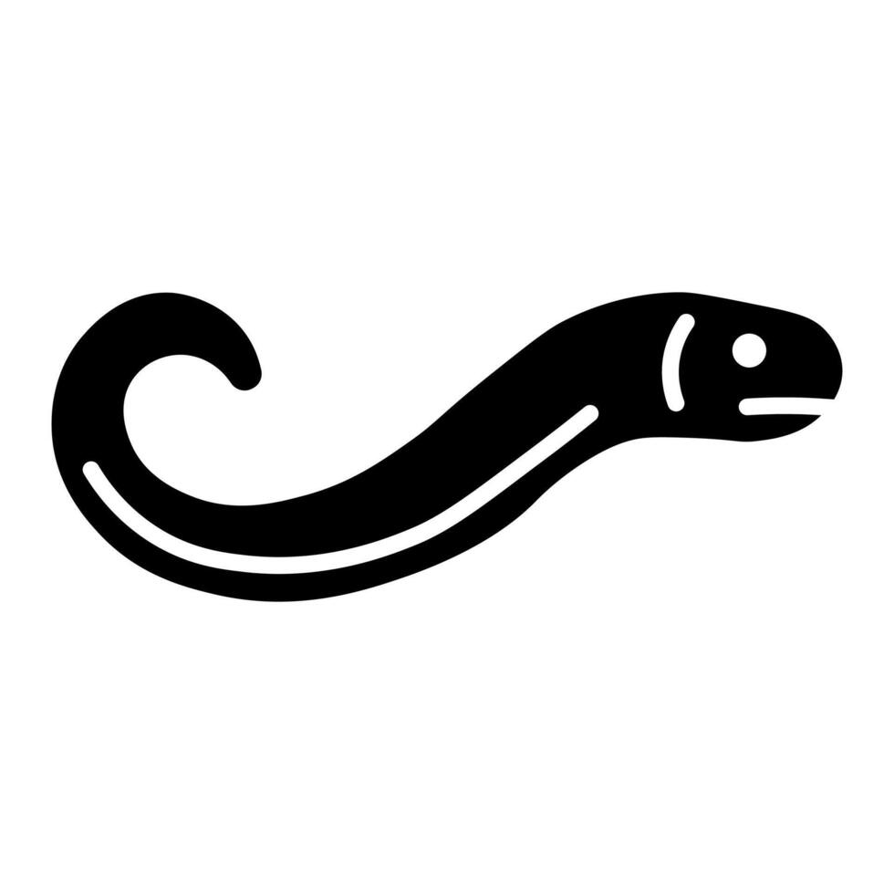 black vector eel icon isolated on white background