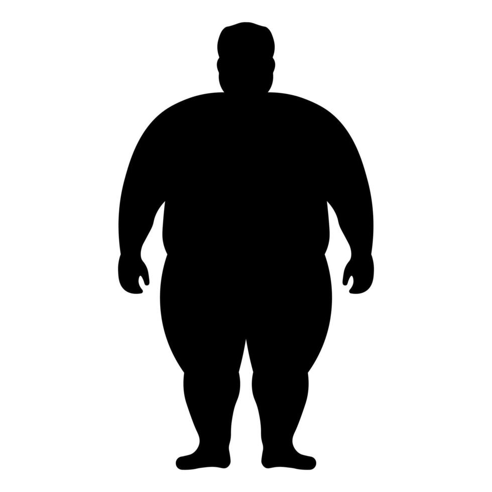 negro vector grasa hombre silueta aislado en blanco antecedentes