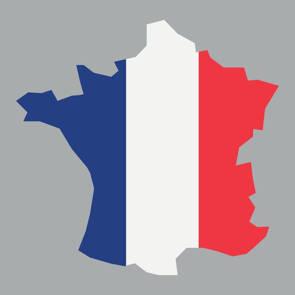 black vector france map flag isolated on white background