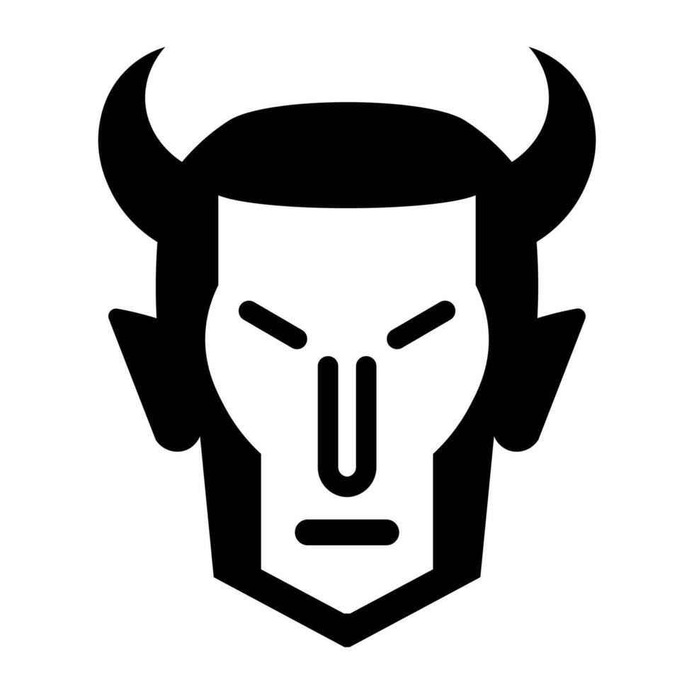 black vector devil icon isolated on white background