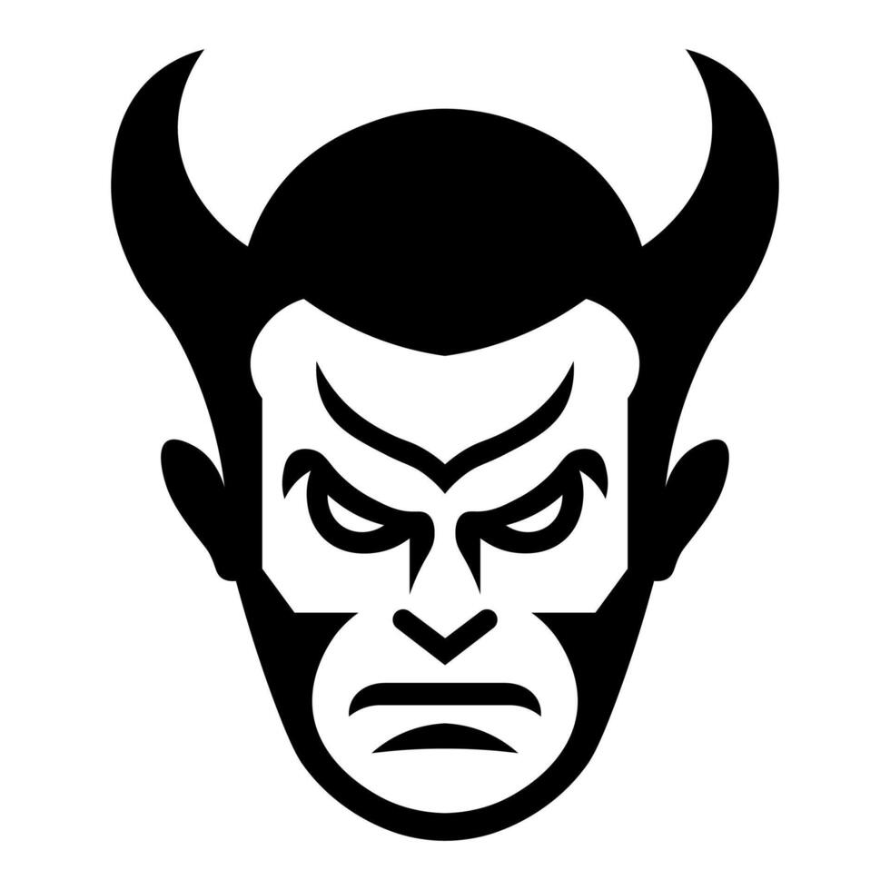 black vector devil icon isolated on white background