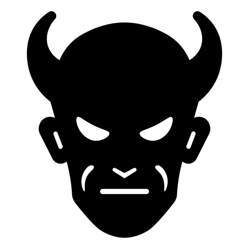 black vector devil icon isolated on white background
