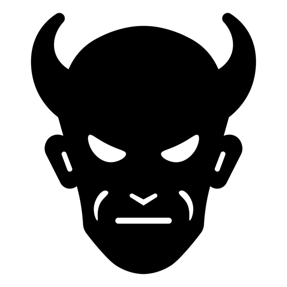 black vector devil icon isolated on white background