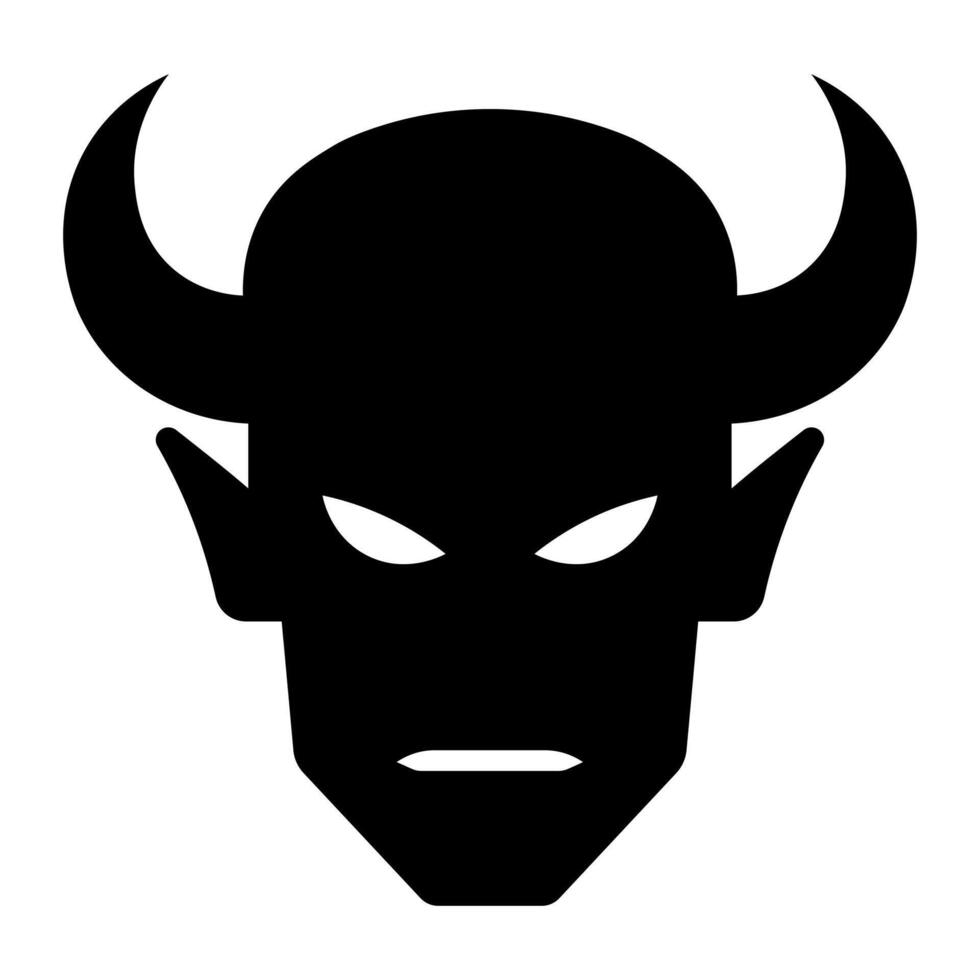 black vector devil icon isolated on white background