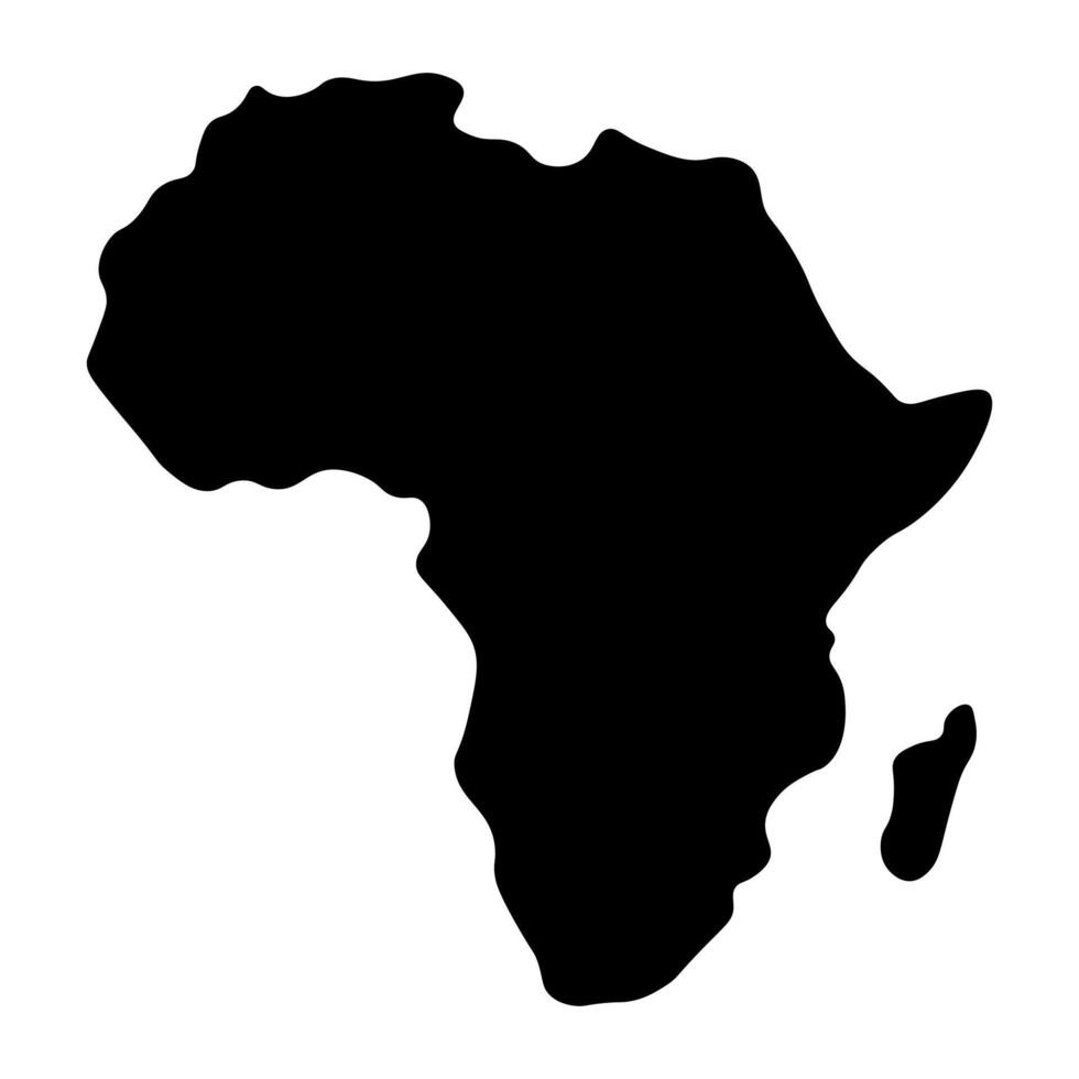 black vector africa map isolated on white background