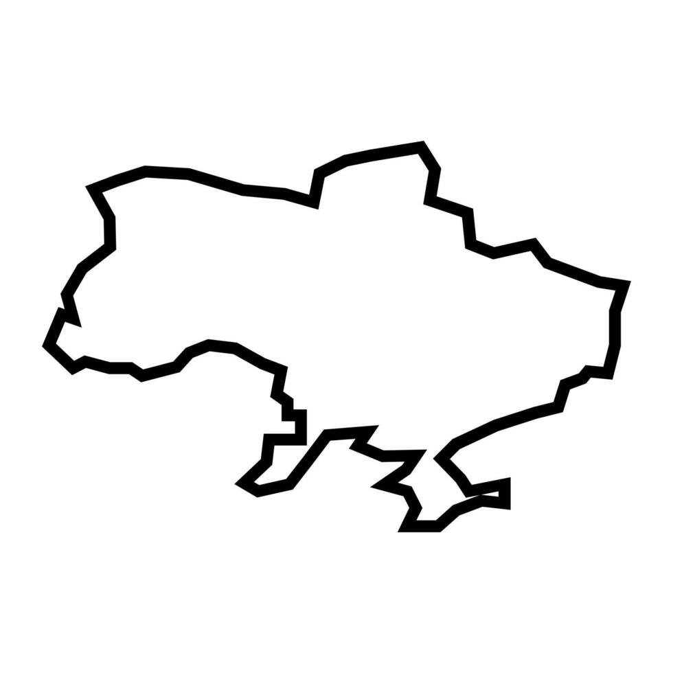black vector ukraine outline map isolated on white background