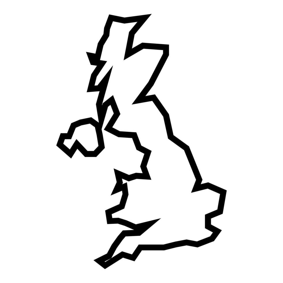 black vector UK outline map isolated on white background