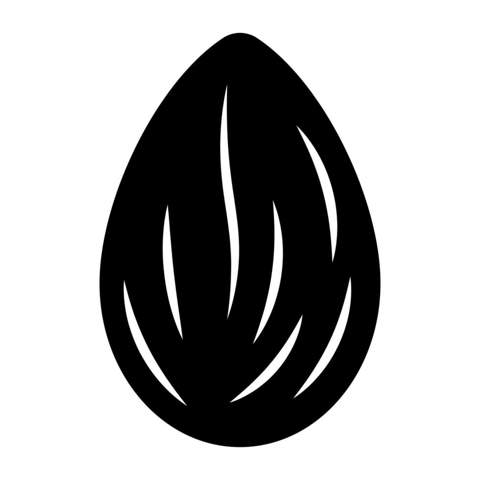 negro vector almendra icono aislado en blanco antecedentes