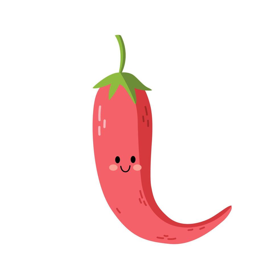 hand drawn cute chili illustration vector