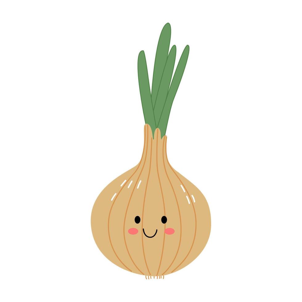 hand drawn cute onion illustration vector