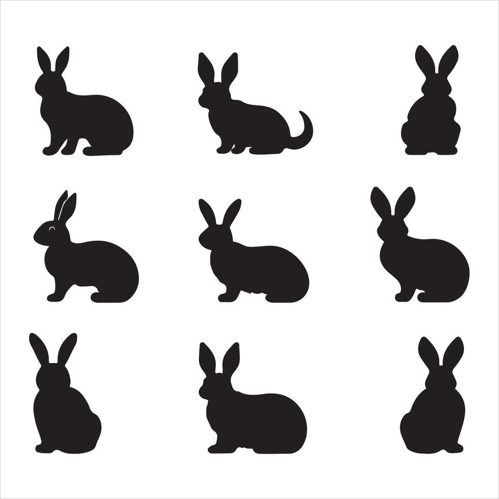 A black silhouette Bunny set vector