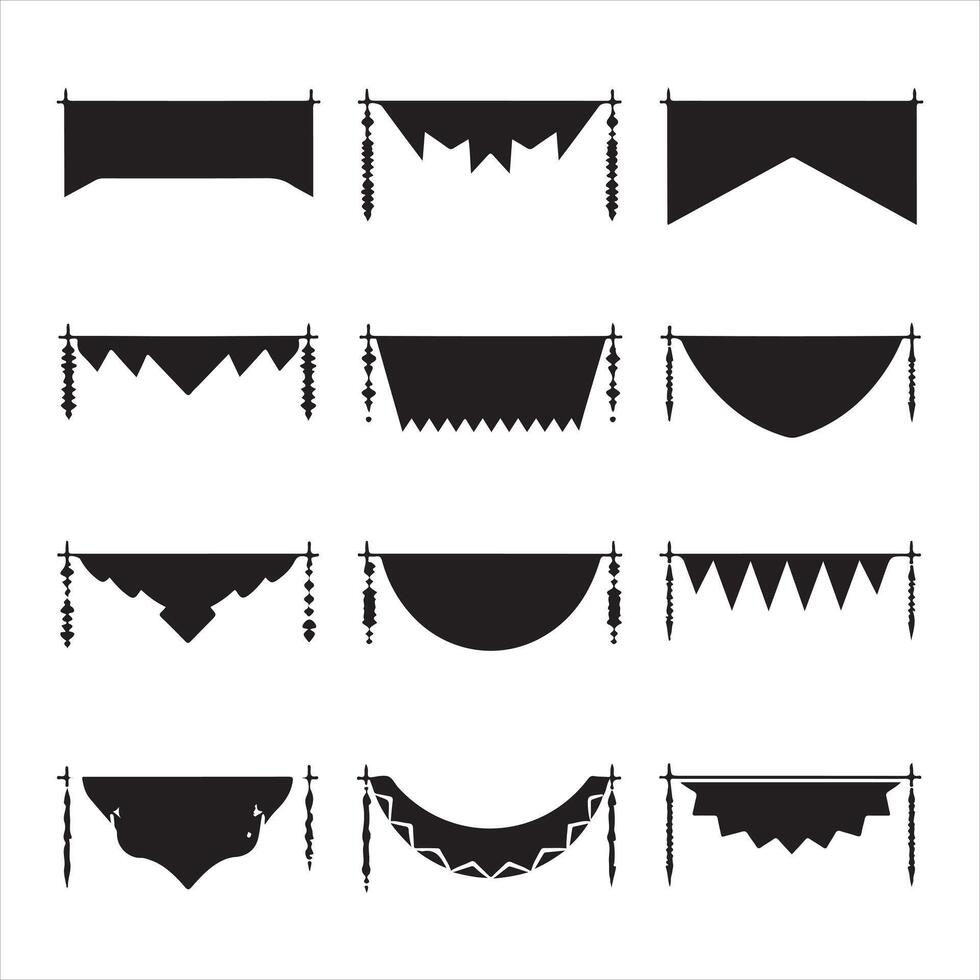 A black silhouette banner set vector