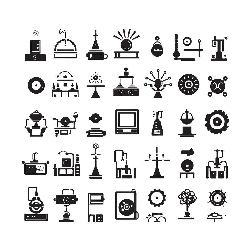 A black silhouette technology set vector