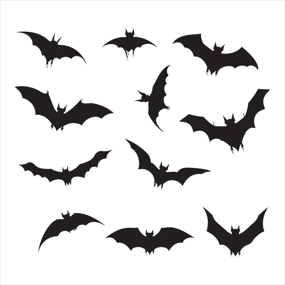 un negro silueta murciélago conjunto vector