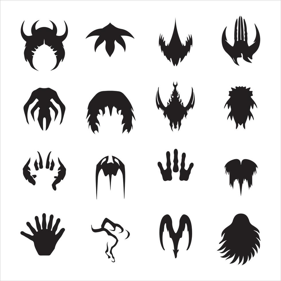 A black silhouette animal claw scratches icons set vector