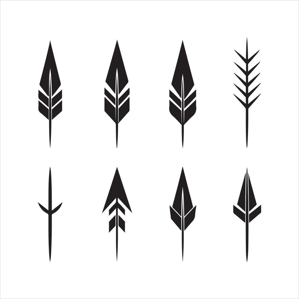 A black silhouette arrow set vector