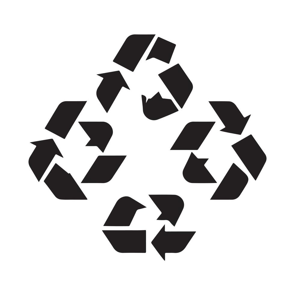 A black silhouette Recycle symbol set vector