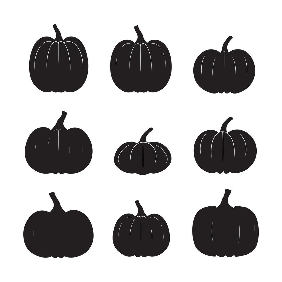 A black silhouette pumpkin set vector