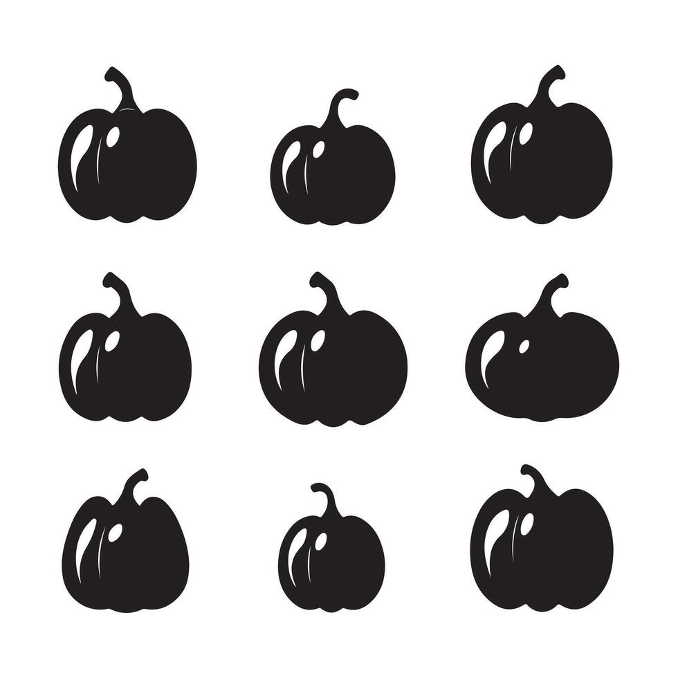 A black silhouette pumpkin set vector