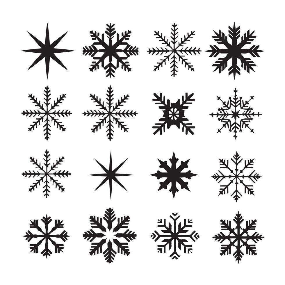 A black silhouette Snowflake set vector