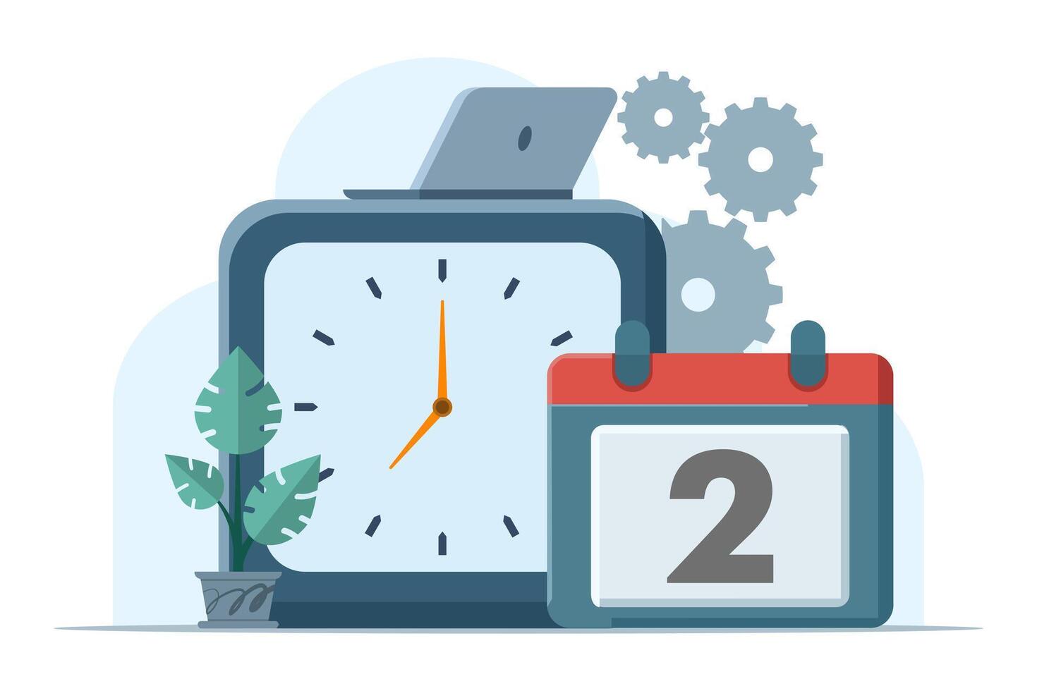 business time management concept, deadline, planner, start, agenda, time, calendar flat vector illustration. Calendar with Clock Flat Icon. Pixel Perfect. For Mobile and Web.