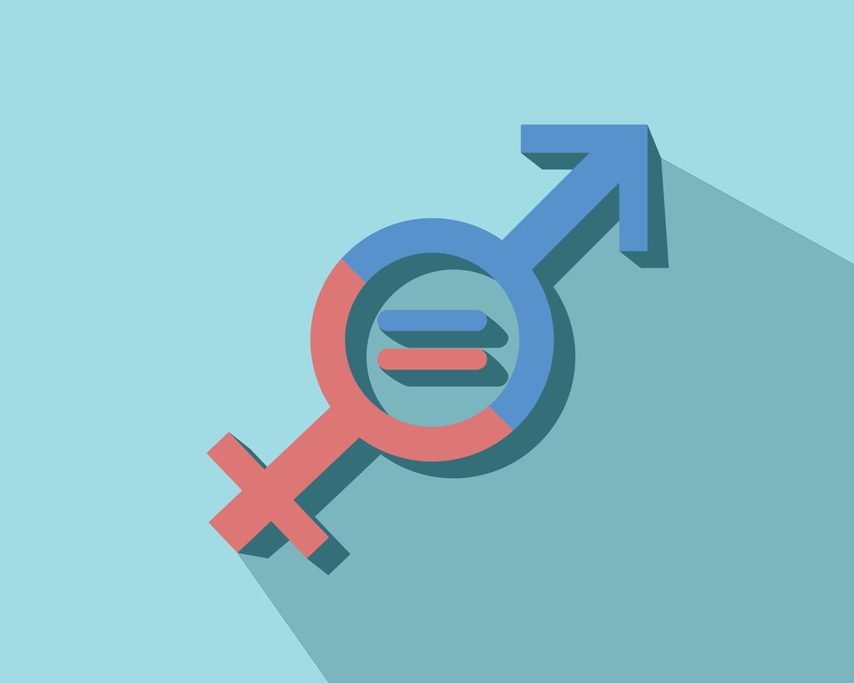 Gender equality, equality of men and women, balance and diversity in the workplace, female and male employees have equal opportunities concept, isolated symbolic gender equality background. vector