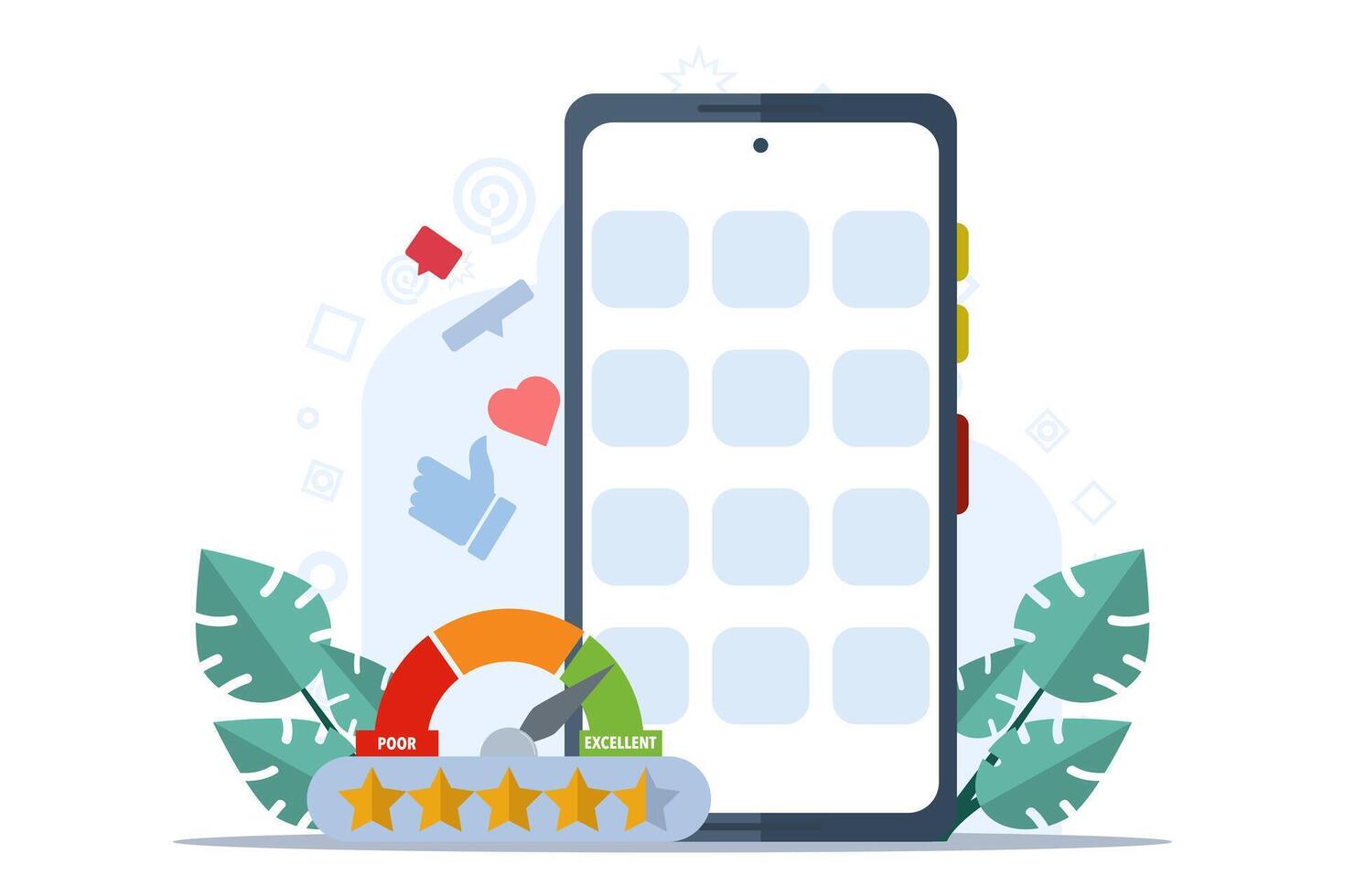 concept of application rating, technology, customer feedback, customer satisfaction, character in providing service assessments. review, ui and ux, social media, flat vector illustration.